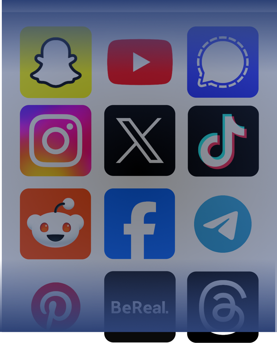 Icons for social and streaming platforms